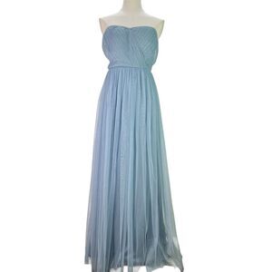 Anaya With Love Petite Strapless Floor Length Gown Dress Blue Tulle US 6 NWT